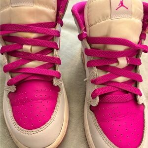 Jordan Women's Fuchsia and Cream Sneakers
